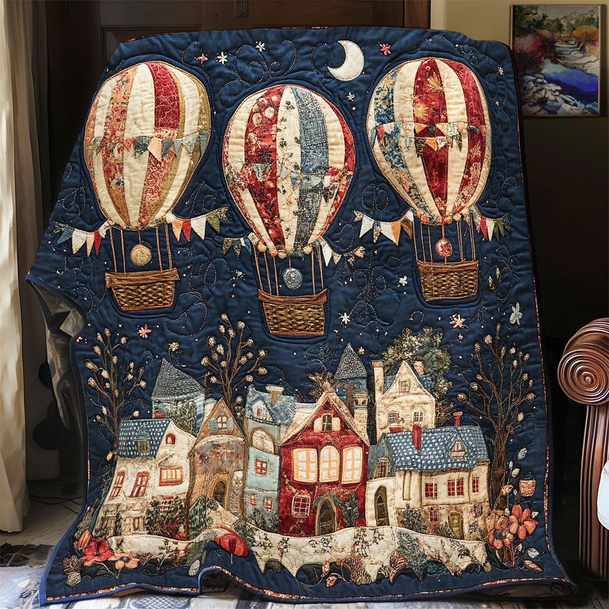 Hot Air Balloon Village WY1202112CL Quilt