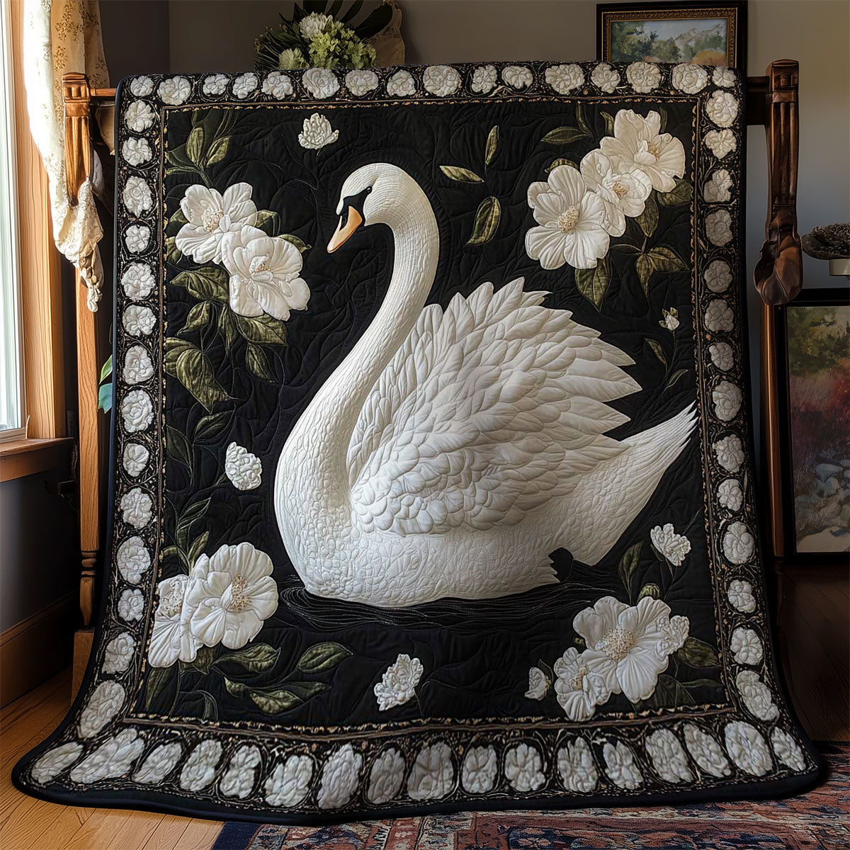 Moonlit White Swan WN2203059CL Quilt
