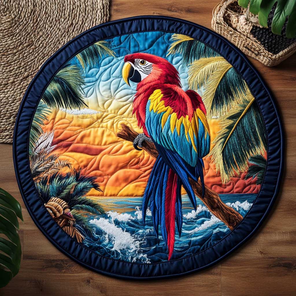 Tropical Parrot WN2103044CL Quilted Round Mat