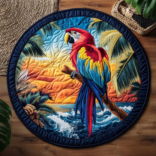 Tropical Parrot WN2103044CL Quilted Round Mat