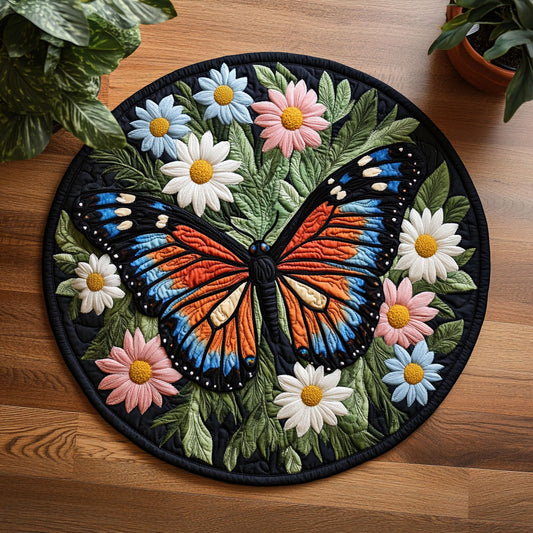 Floral Butterfly CW2406011CL Quilted Round Mat