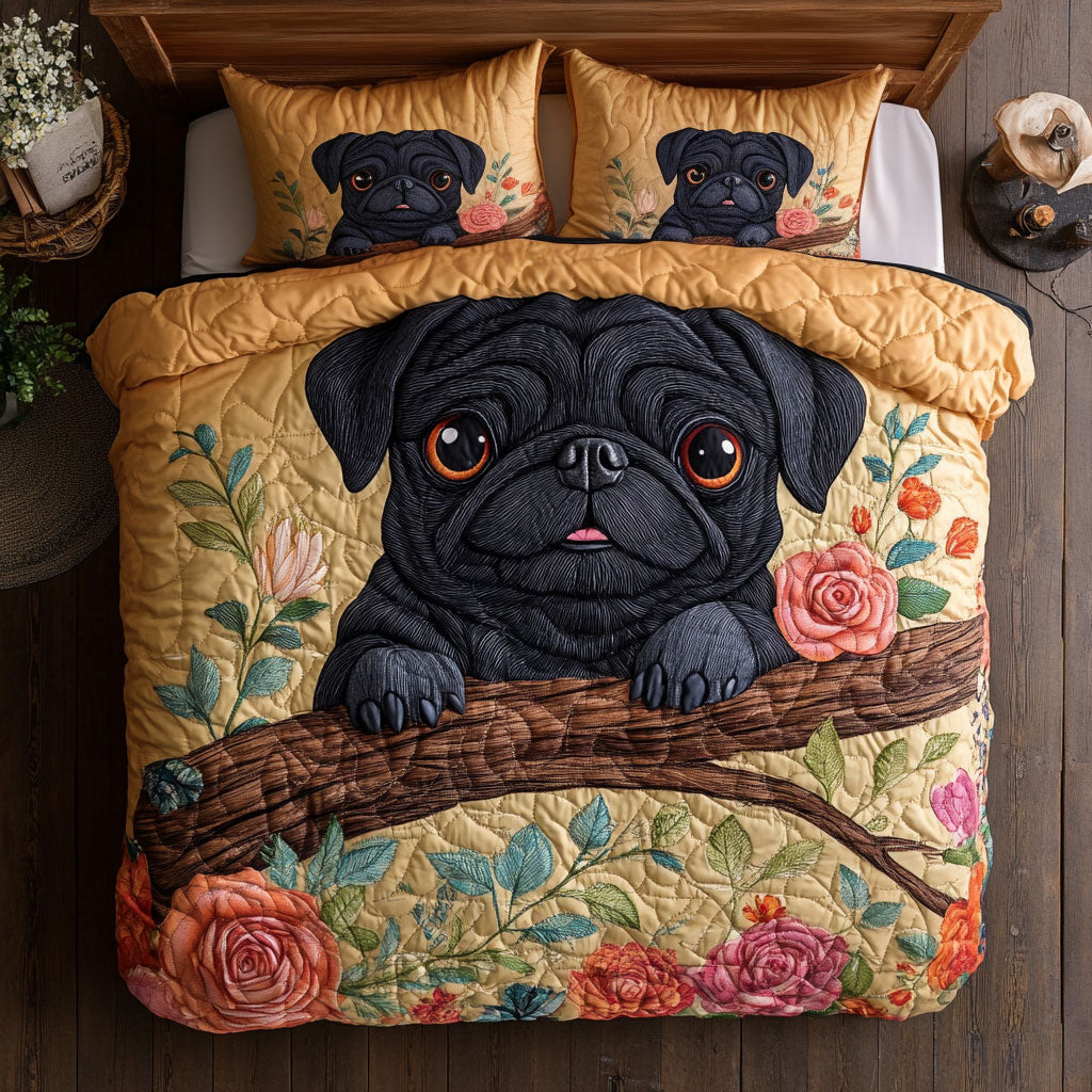 Cute Black Pug WY0407026CL Duvet Cover Set