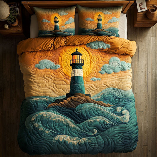 Sunset Rock Of Lighthouse WY3105024CL Duvet Cover Set