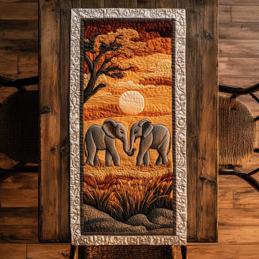 Sunset Elephant WN2504047CL Quilted Table Runner