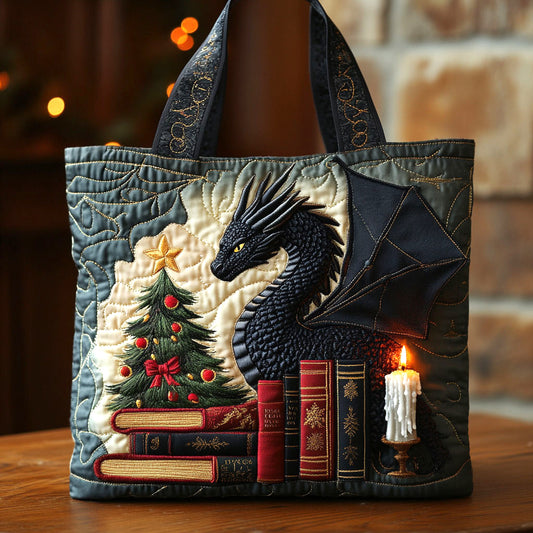 Holiday Dragon Book CW1011058CL Quilted Tote Bag
