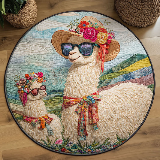 Llama Fiesta WJ2103070CL Quilted Round Mat