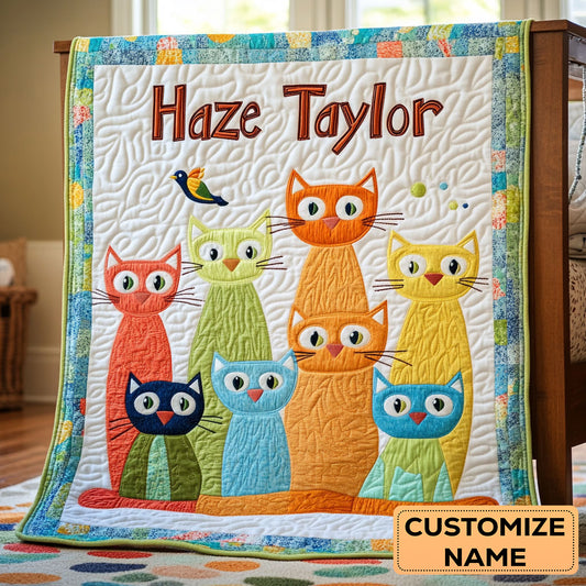 Cat Town WN2407020CL Personalized Baby Quilt