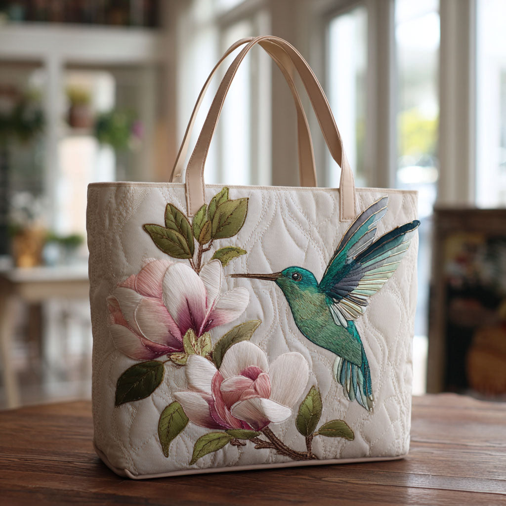 Hummingbird Magnolia Grace CW2509013CL Quilted Tote Bag