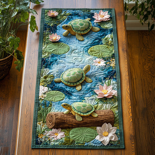 Lotus Turtle WJ2804022CL Quilted Table Runner