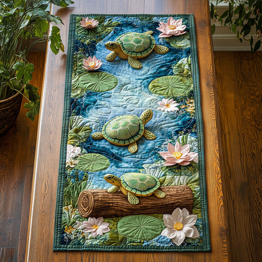 Lotus Turtle WJ2804022CL Quilted Table Runner