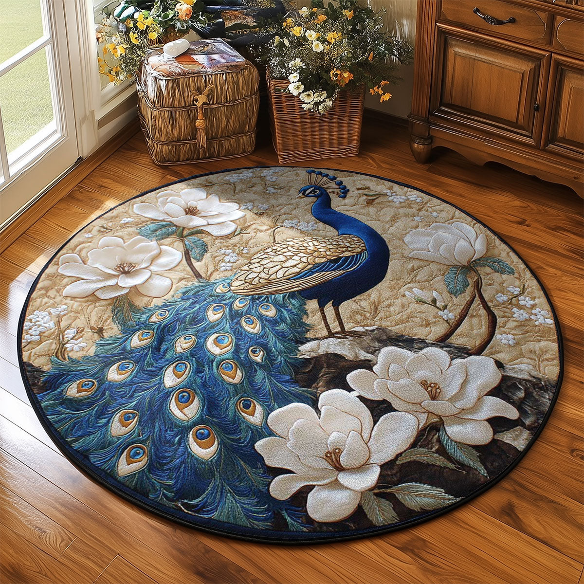 Peacock Beauty WN2203067CL Quilted Round Mat