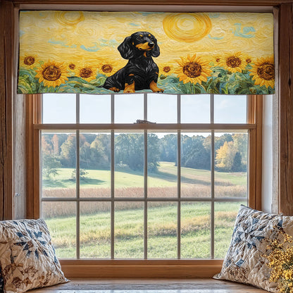 Dachshund In Sunflower Meadow WY2105053CL Quilted Valance
