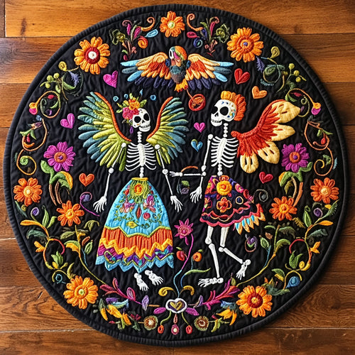 Skeleton Duet In Flight WN1607030CL Quilted Round Mat