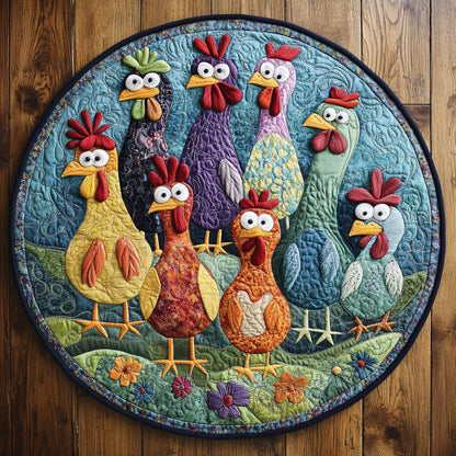 Chatterbox Chickens WN1406026CL Quilted Round Mat