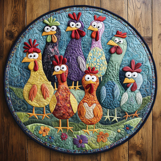 Chatterbox Chickens WN1406026CL Quilted Round Mat