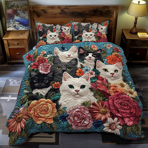 Cat Portrait In Garden WY2012004CL Duvet Cover Set