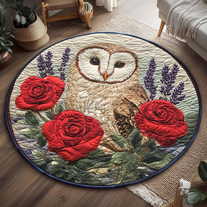 Cute Rose Owl WP2204021CL Quilted Round Mat