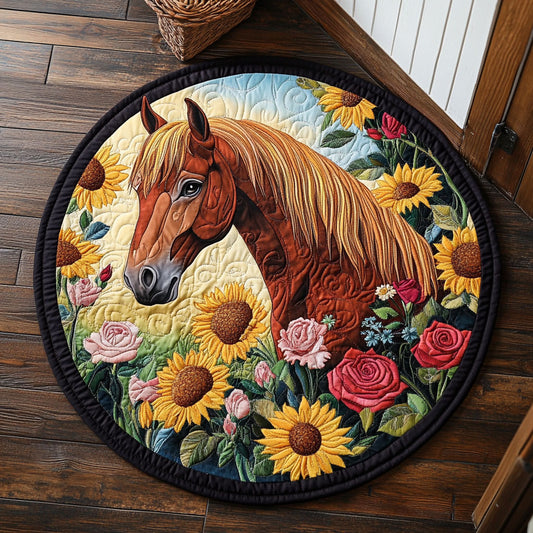Horse Bloom Mirage CW1507018CL Quilted Round Mat