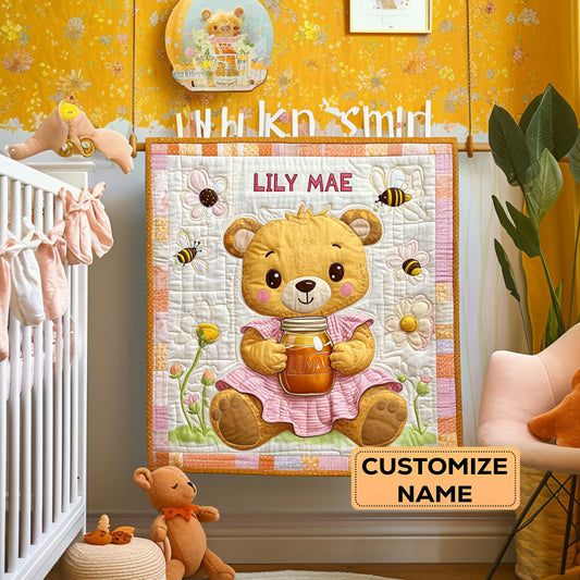 Buzzing Bear WY2807007CL Personalized Baby Quilt