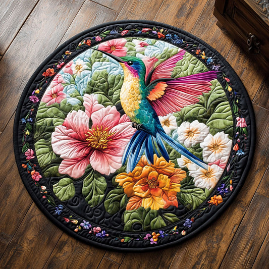 Floral Hummingbird CW1007018CL Quilted Round Mat