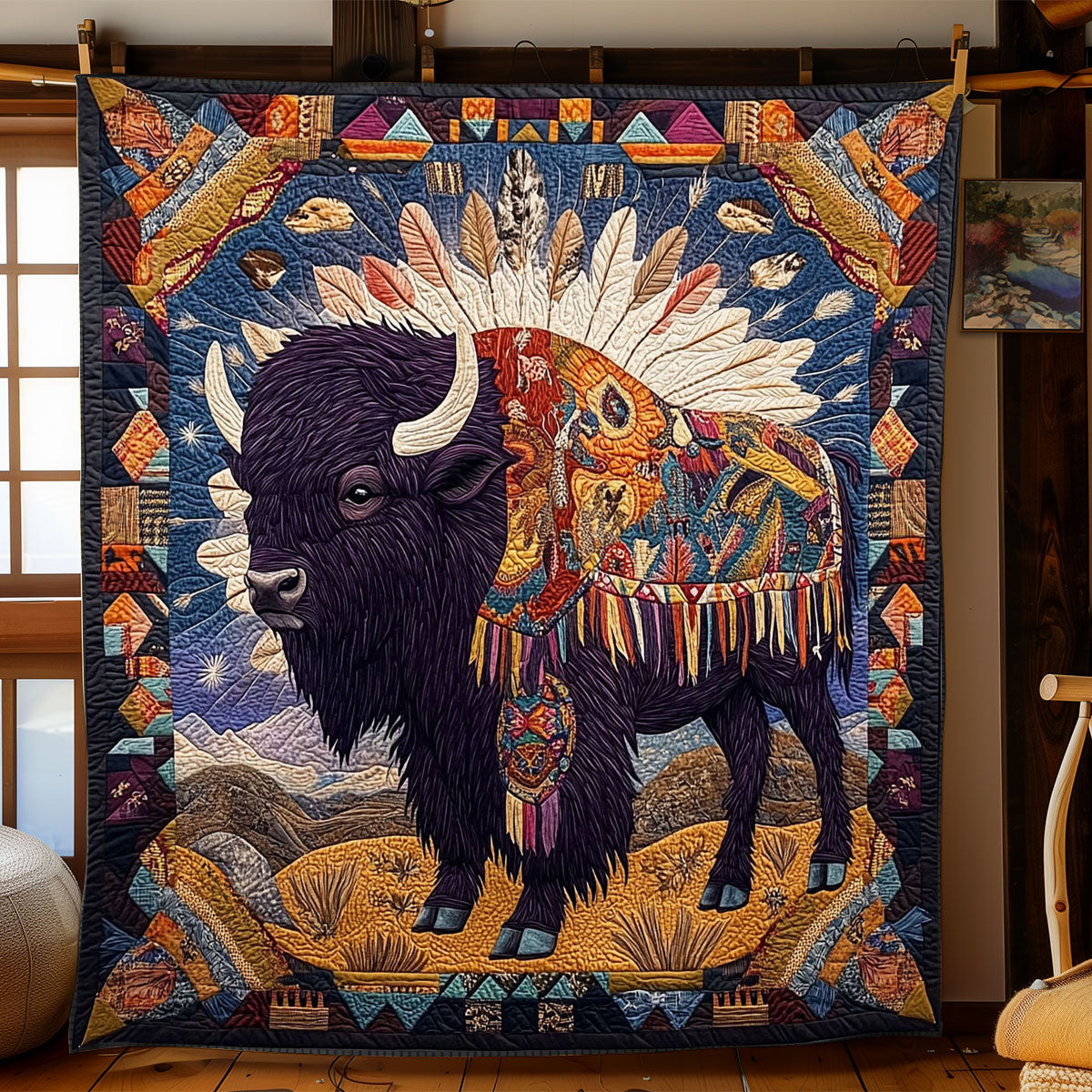 Bison Native American WJ3112001CL Quilt