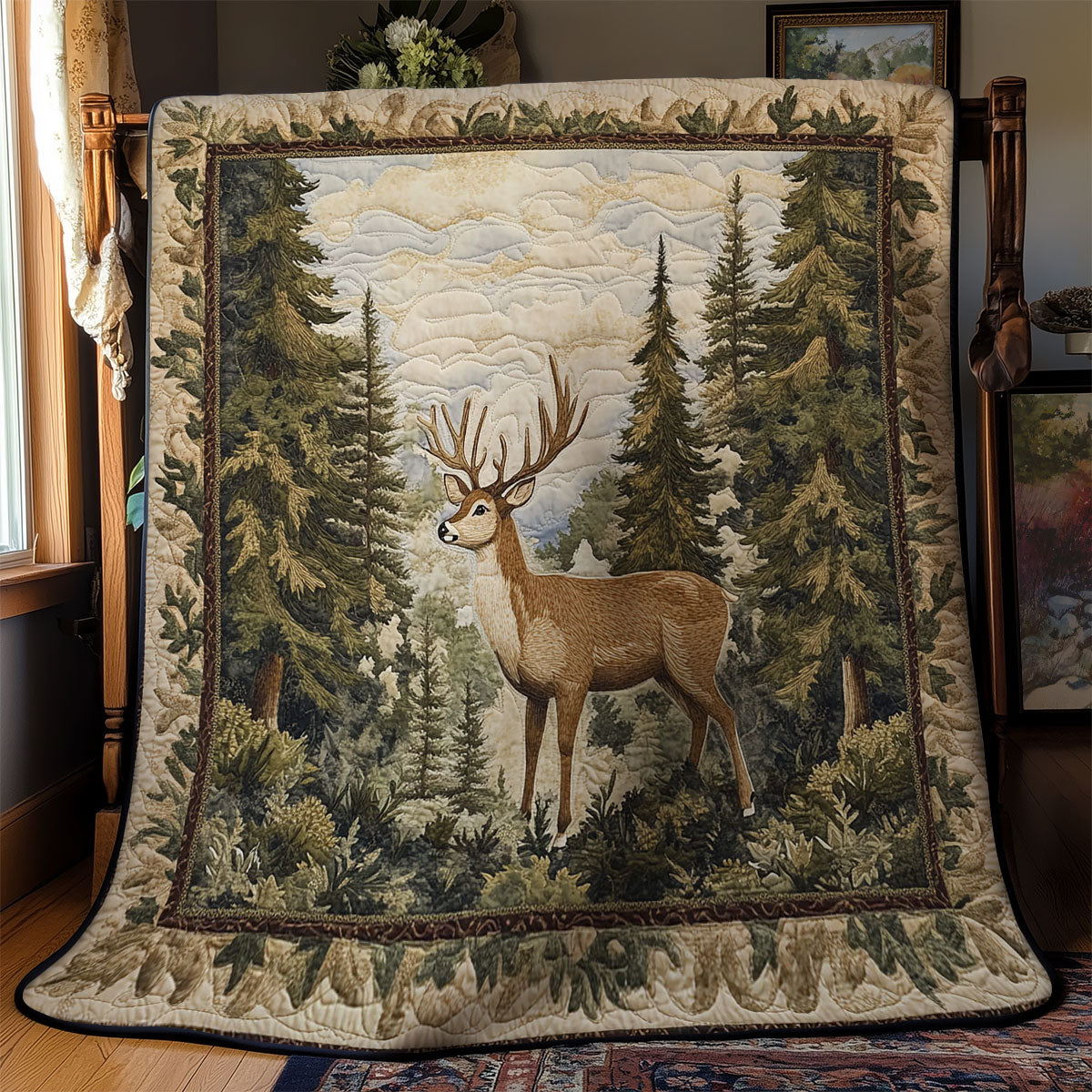 Deer In Pine Tree WY1302035CL Quilt