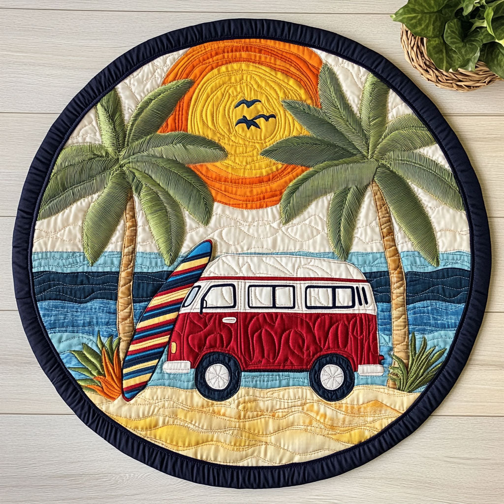 Happy Van Car CW2306024CL Quilted Round Mat