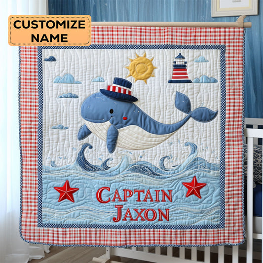 Captain Whale WJ2407008CL Personalized Baby Quilt