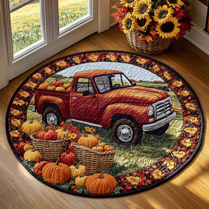 Pumpkin Harvest Truck WY1808048CL Quilted Round Mat