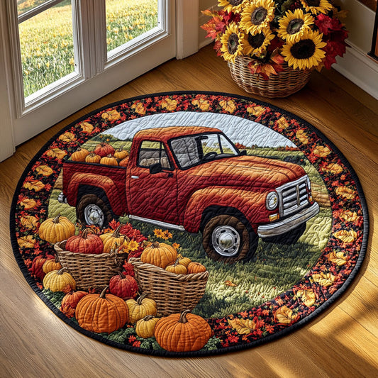 Pumpkin Harvest Truck WY1808048CL Quilted Round Mat