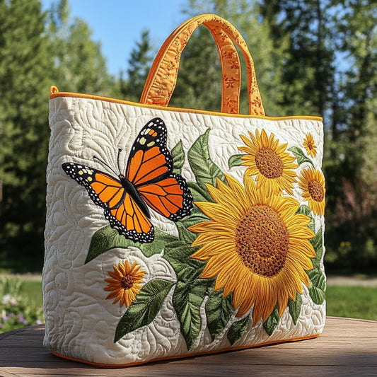 Monarch And Sunflowers XR2109018CL Quilted Tote Bag