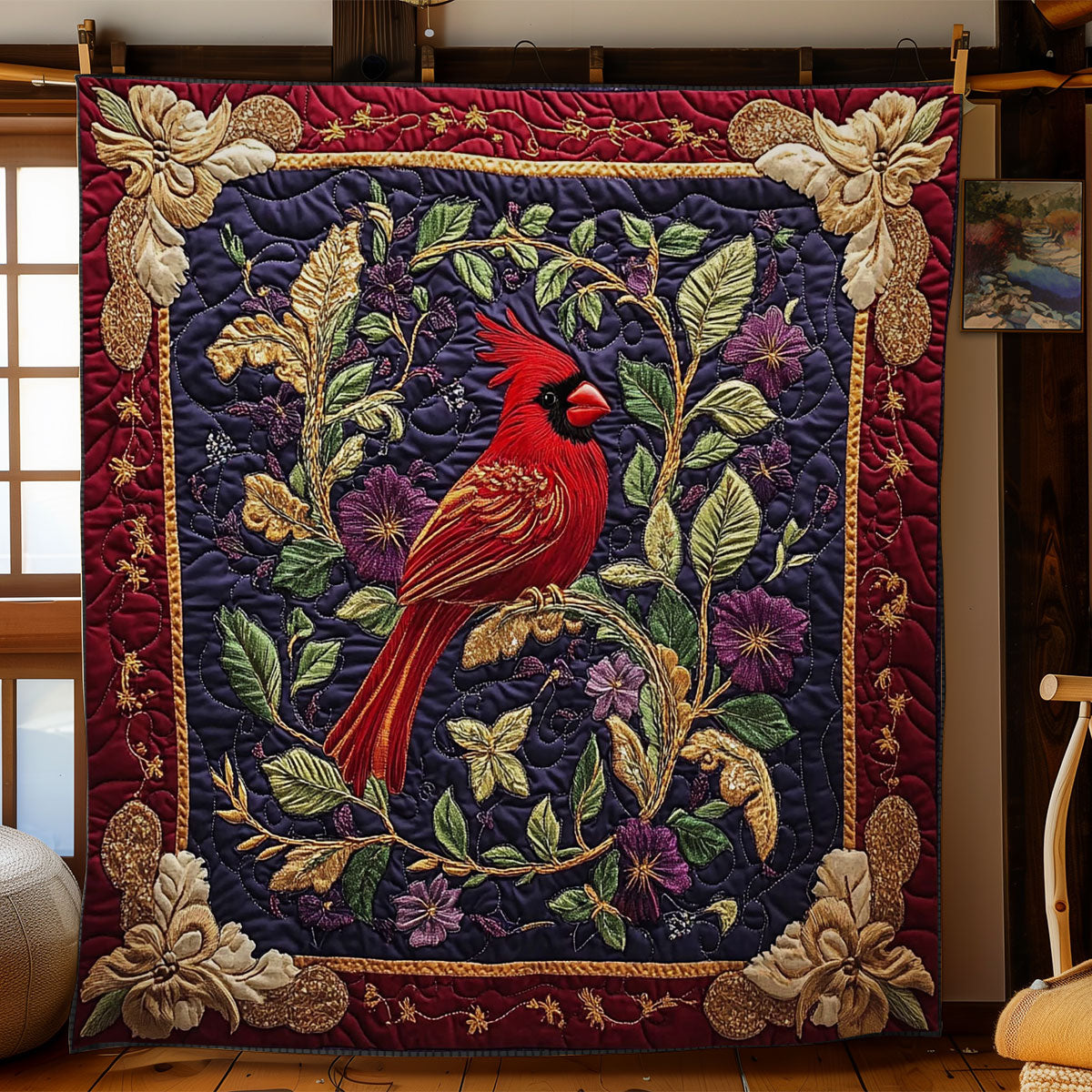 Beautiful Cardinal WY0801003CL Quilt