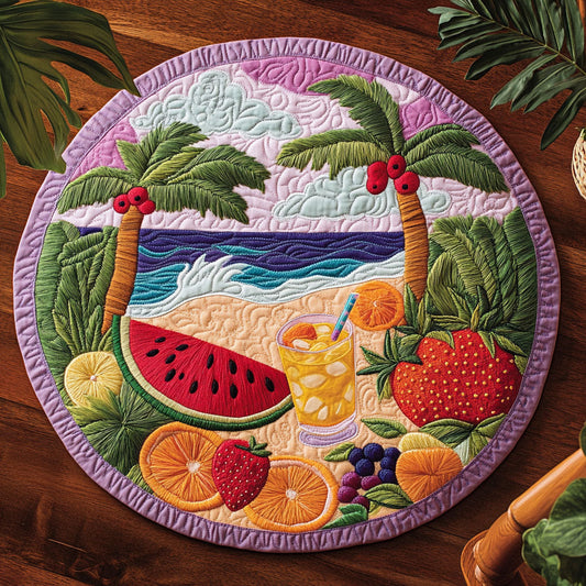 Tropical Beach Picnic WJ0104031CL Quilted Round Mat