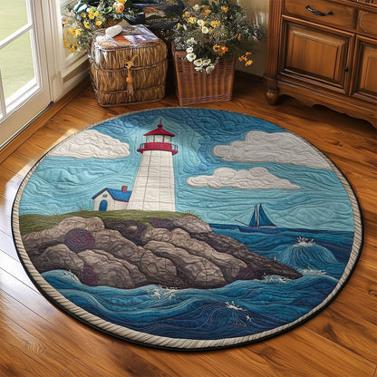 Rocky Shore Lighthouse WN2503152CL Quilted Round Mat