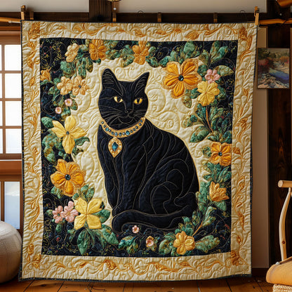Black Cat In Garden WY2102003CL Quilt