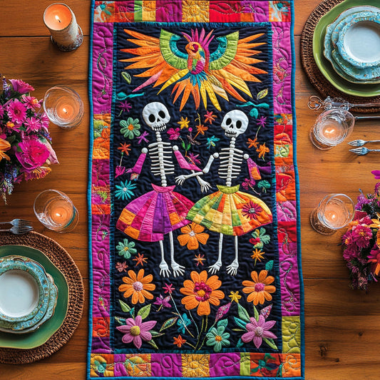 Dancing Skeleton Spirits WN1607007CL Quilted Table Runner