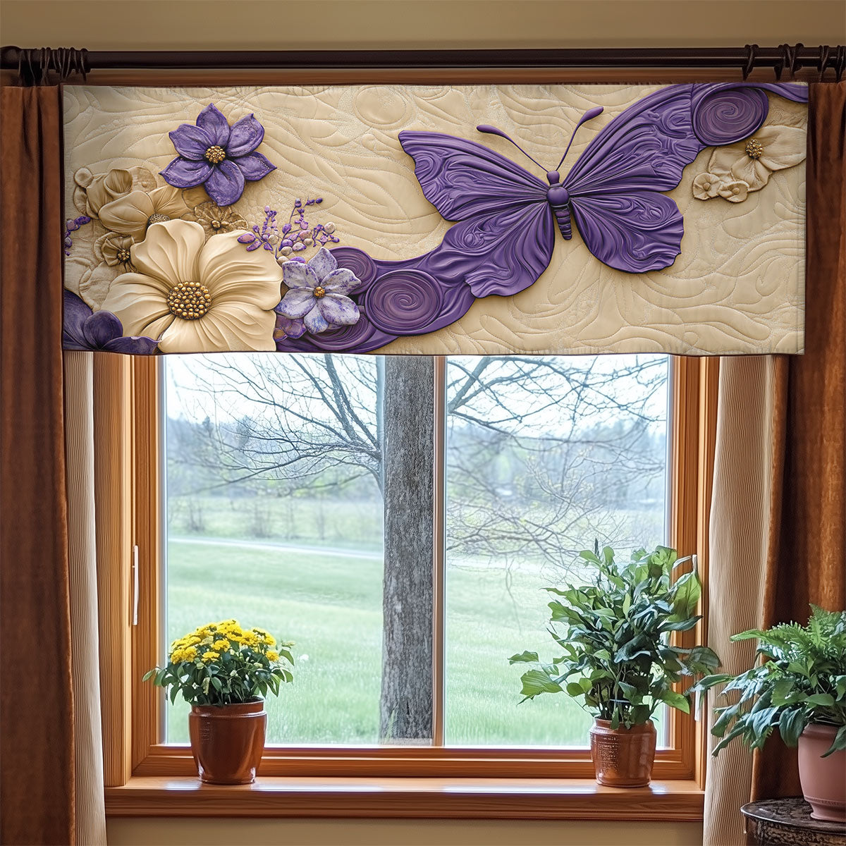 Butterfly Flower WX2003084CL Quilted Valance