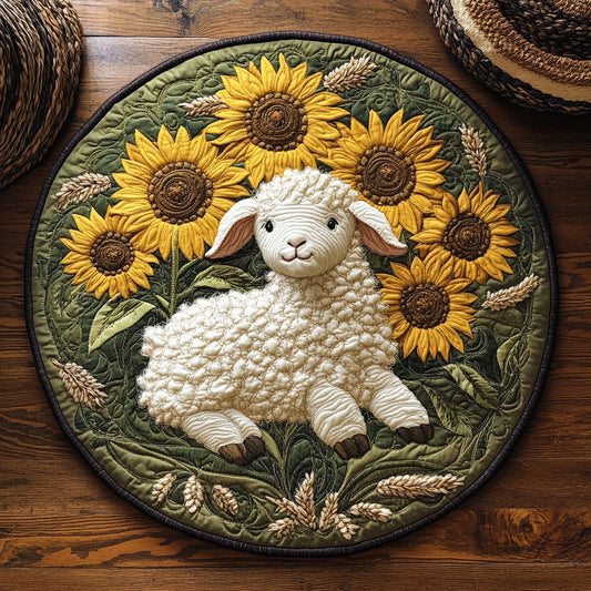 Sunflower Lamb WY2104058CL Quilted Round Mat