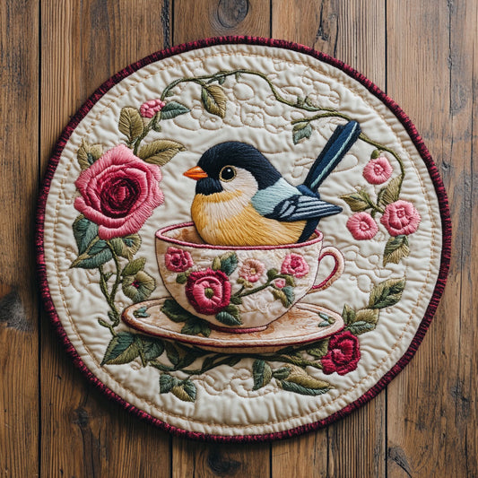 Teacup Chikadee CP1406001CL Quilted Round Mat