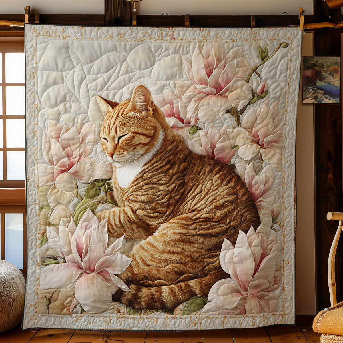 Fluffy Cat In Magnolia WY2003067CL Quilt
