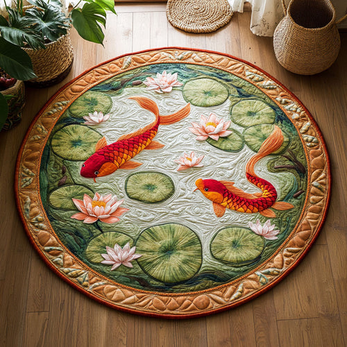 Lotus Koi Pond WY2605048CL Quilted Round Mat
