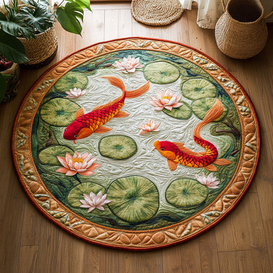 Lotus Koi Pond WY2605048CL Quilted Round Mat
