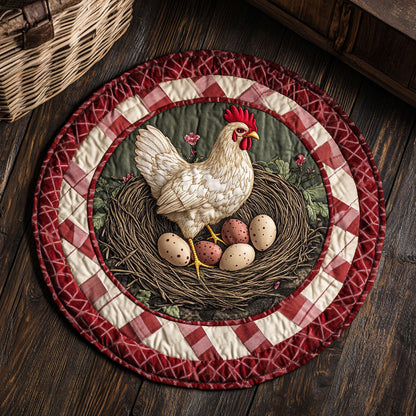 Farmhouse Hen CM0606009CL Quilted Round Mat