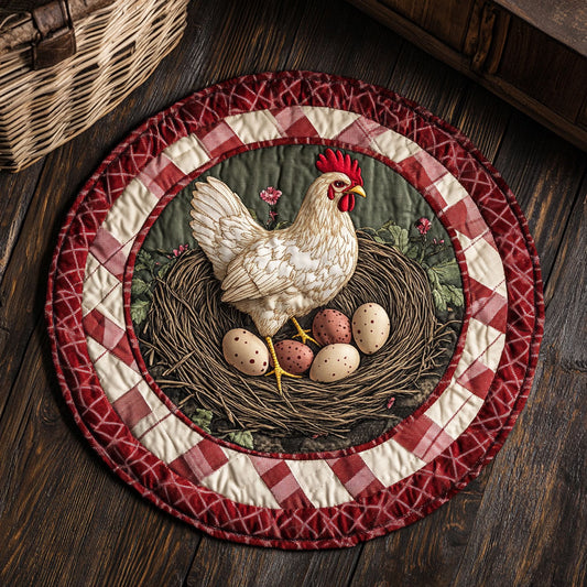 Farmhouse Hen CM0606009CL Quilted Round Mat
