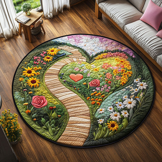 Floral Pathway CW1401084CL Quilted Round Mat