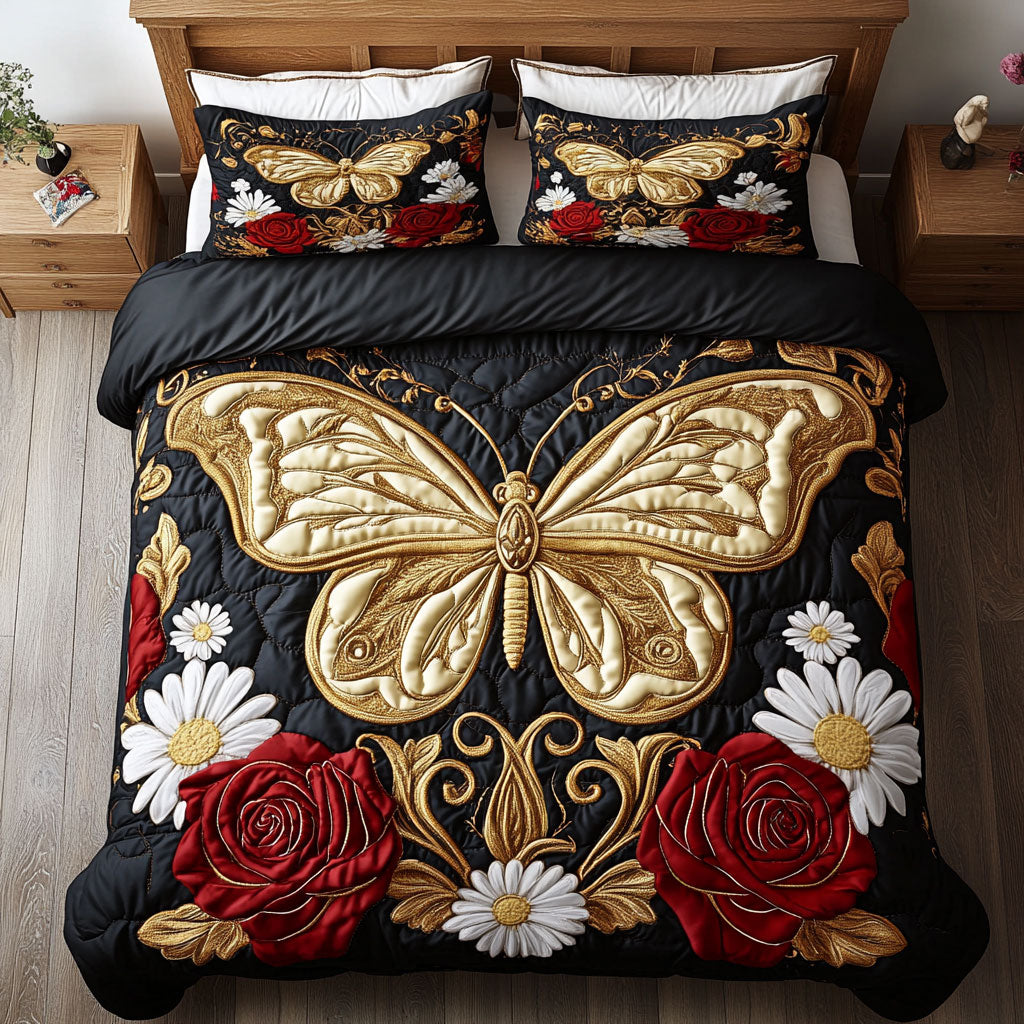 Gold Butterfly In Garden WY0502034CL Duvet Cover Set