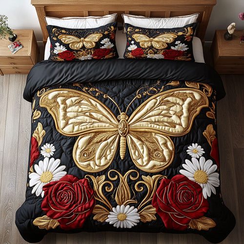 Gold Butterfly In Garden WY0502034CL Duvet Cover Set