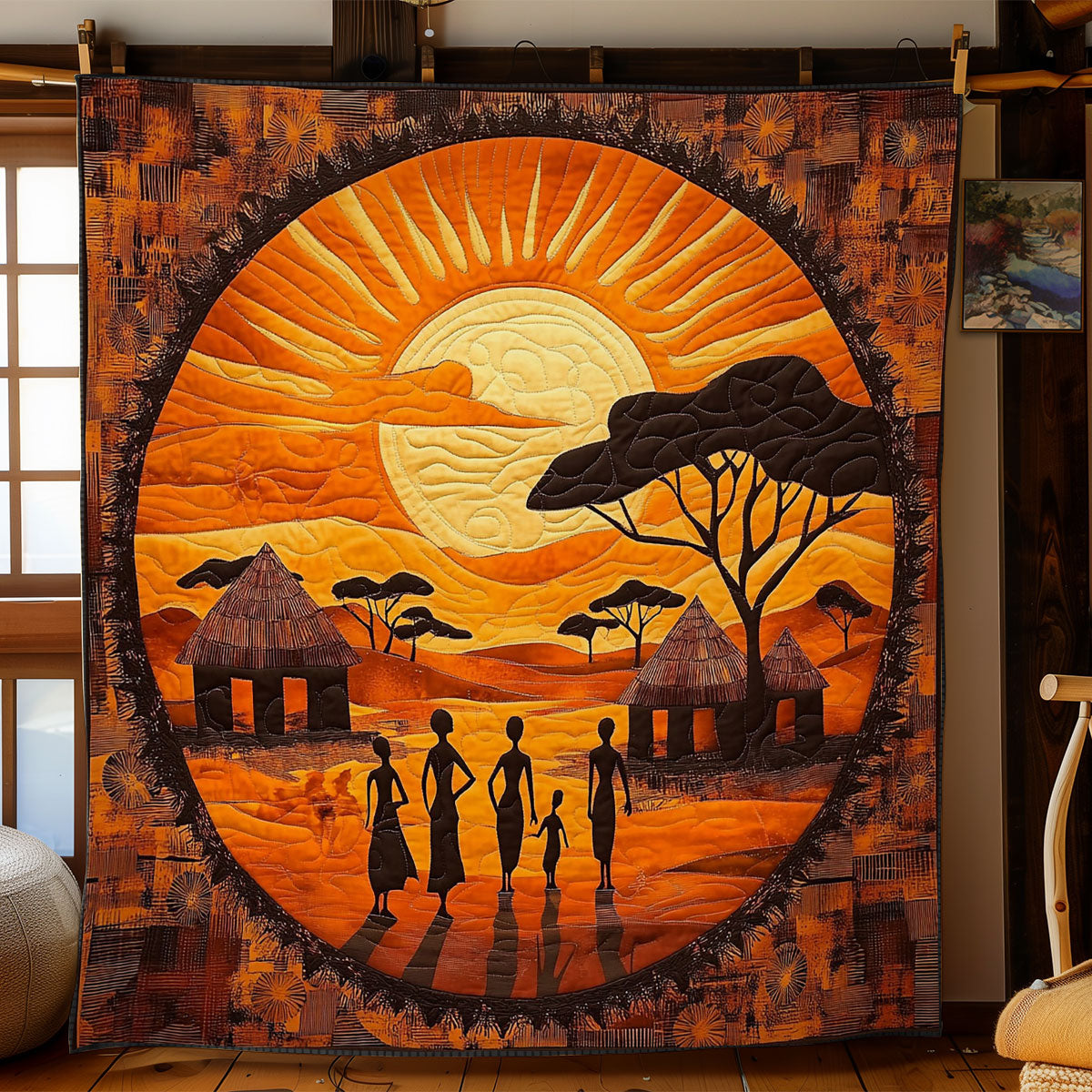 Peaceful Africa Village WY0503099CL Quilt