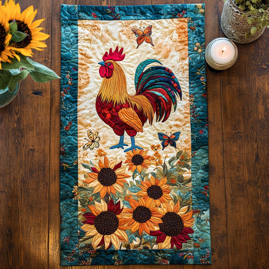 Sunflower Rooster WX0606048CL Quilted Table Runner