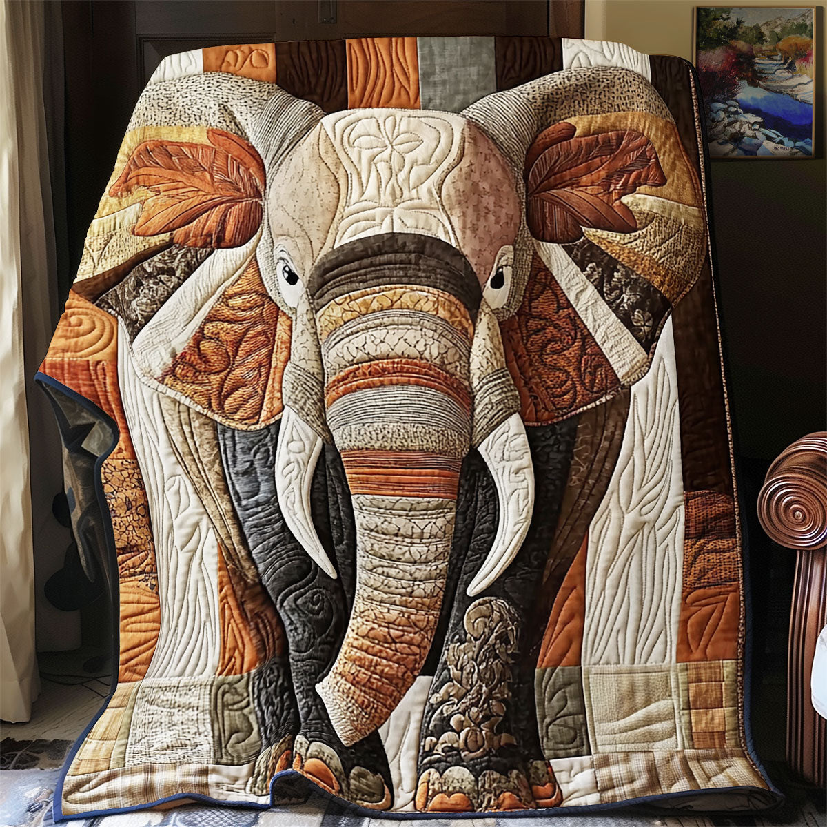 Rustic Elephant Charm YR1901033CL Quilt